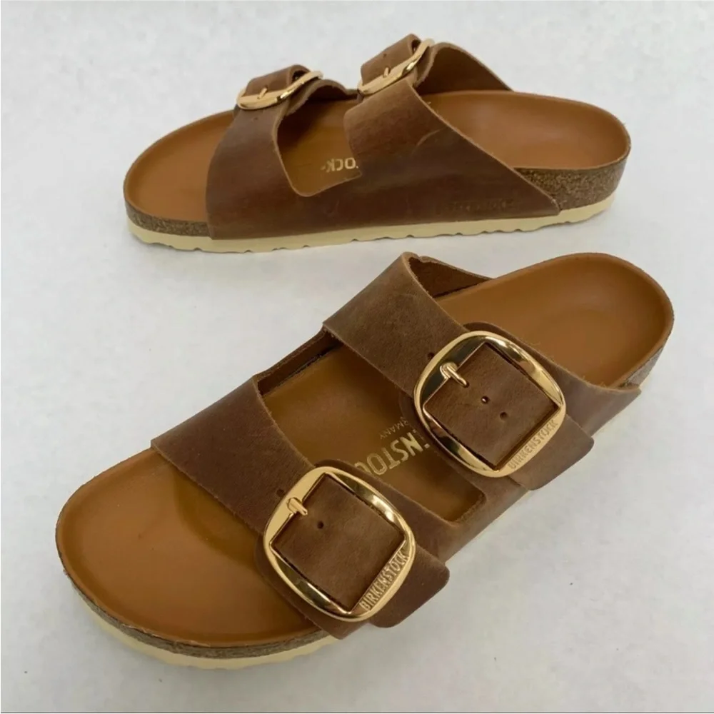 ⛱️🔥Birkenstock - Cognac Big Buckle Arizona Sandals - EU 40